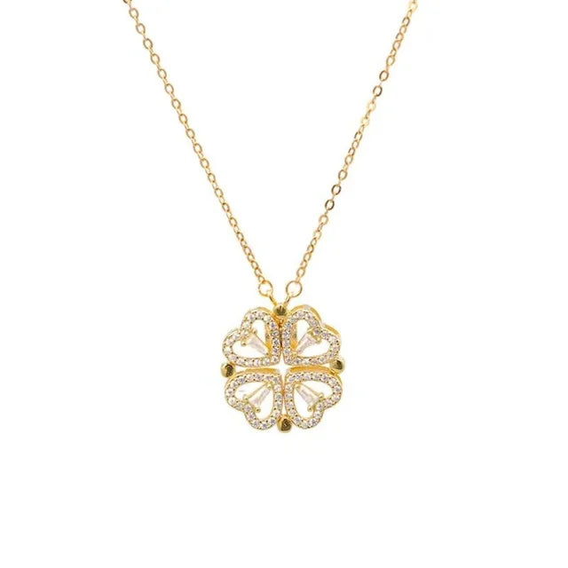 Magnetic 4-in-1 Heart & Four-Leaf Clover Pendant Necklace - Cubic Zircon Jewelry for Women2025-10-20 20:04:44