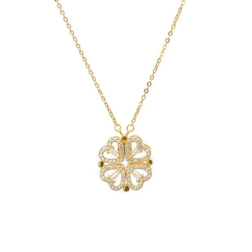 Magnetic 4-in-1 Heart & Four-Leaf Clover Pendant Necklace - Cubic Zircon Jewelry for Women2025-10-20 20:04:44