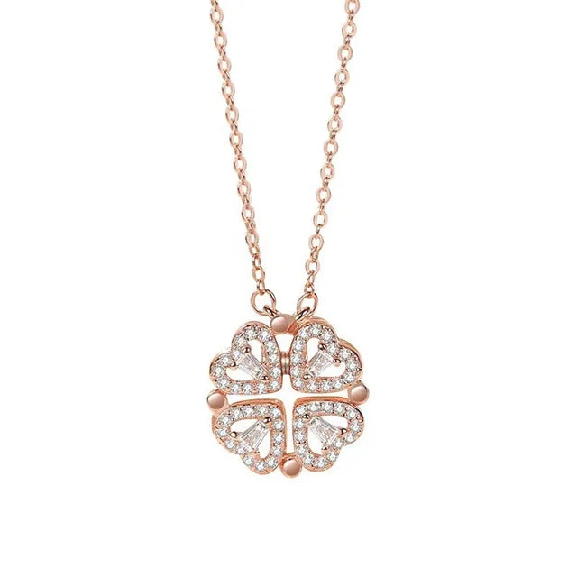 Magnetic 4-in-1 Heart & Four-Leaf Clover Pendant Necklace - Cubic Zircon Jewelry for Women2025-10-20 20:04:44