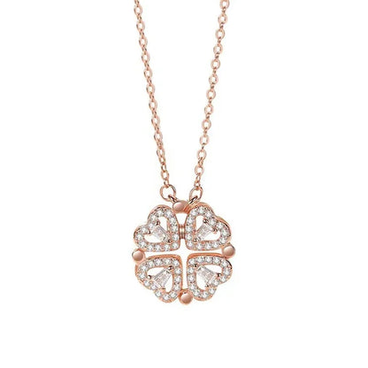 Magnetic 4-in-1 Heart & Four-Leaf Clover Pendant Necklace - Cubic Zircon Jewelry for Women2025-10-20 20:04:44